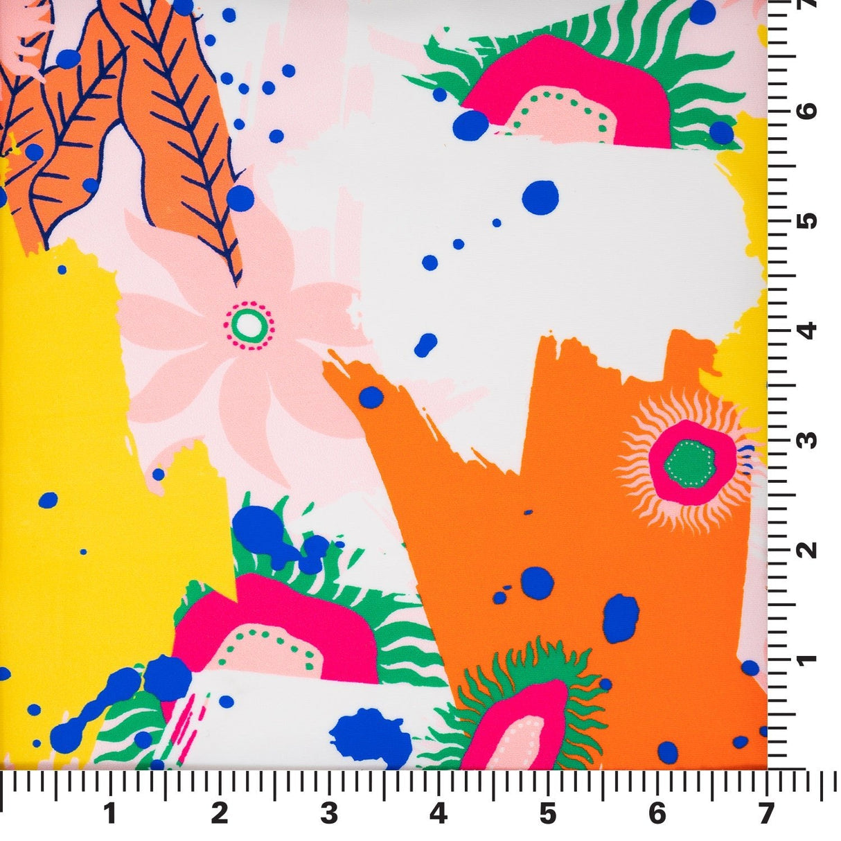 Printed Spandex Fabric Anemone Garden Blue