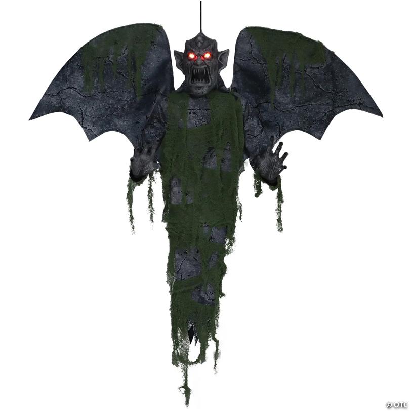 Animated Light-Up Hanging Gargoyle with Sound Halloween Decoration