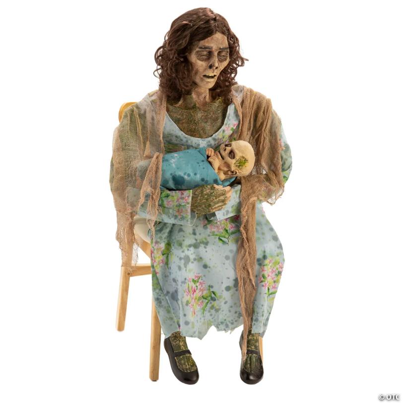 Animated Rocking Undead Mom & Baby Halloween Decoration