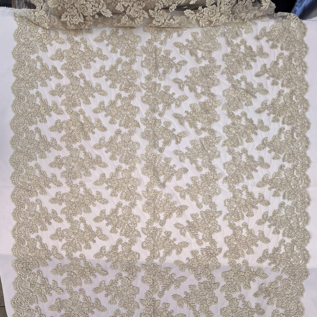 Corded Bridal Lace Embroidered Net Mesh