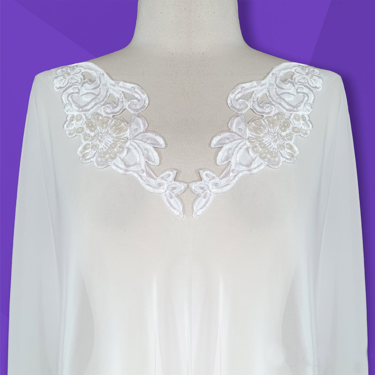 Beaded Satin Applique Embroidered Lace USA