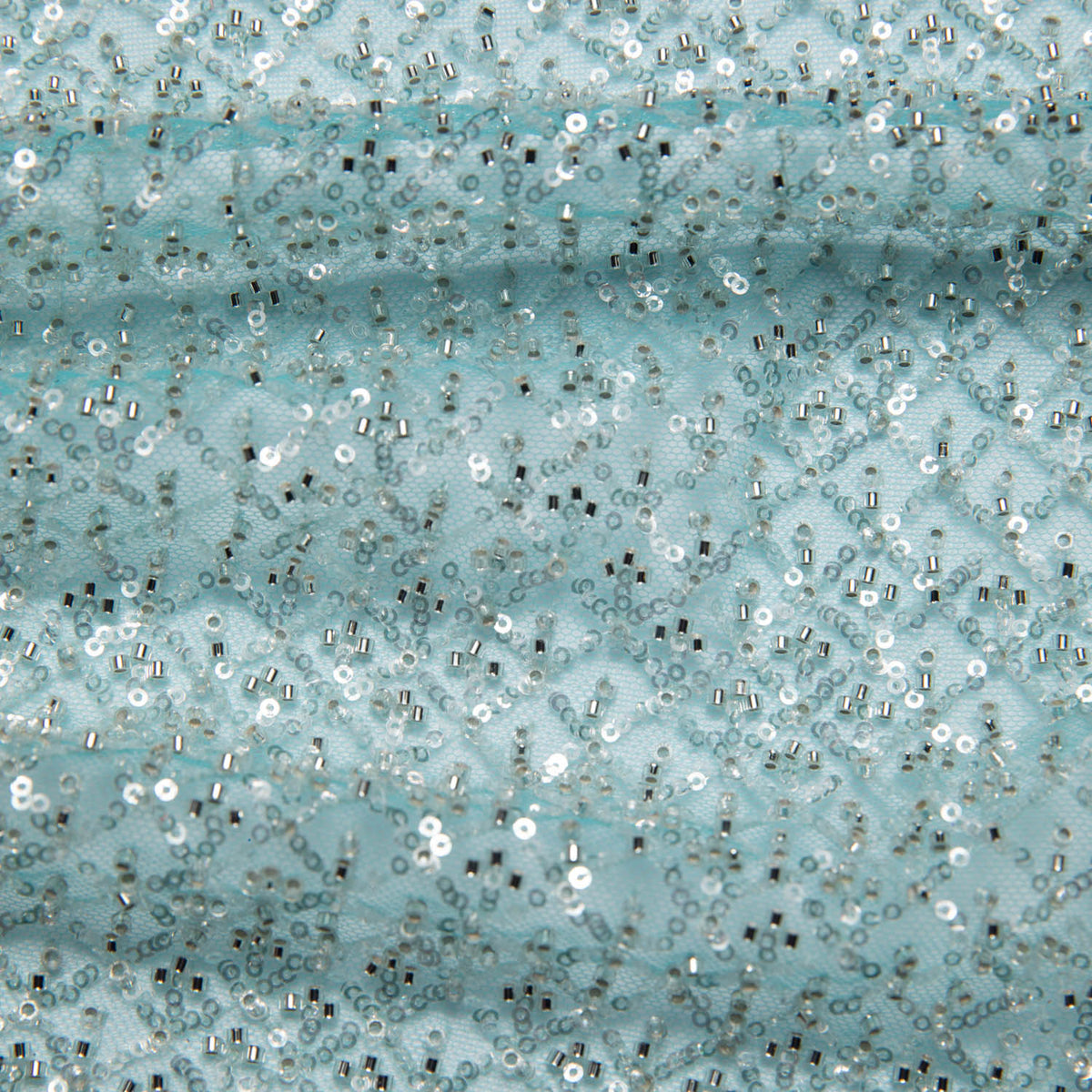 1 Yard Embroidered Tulle Lace Fabric with Sequins, 52" Wide