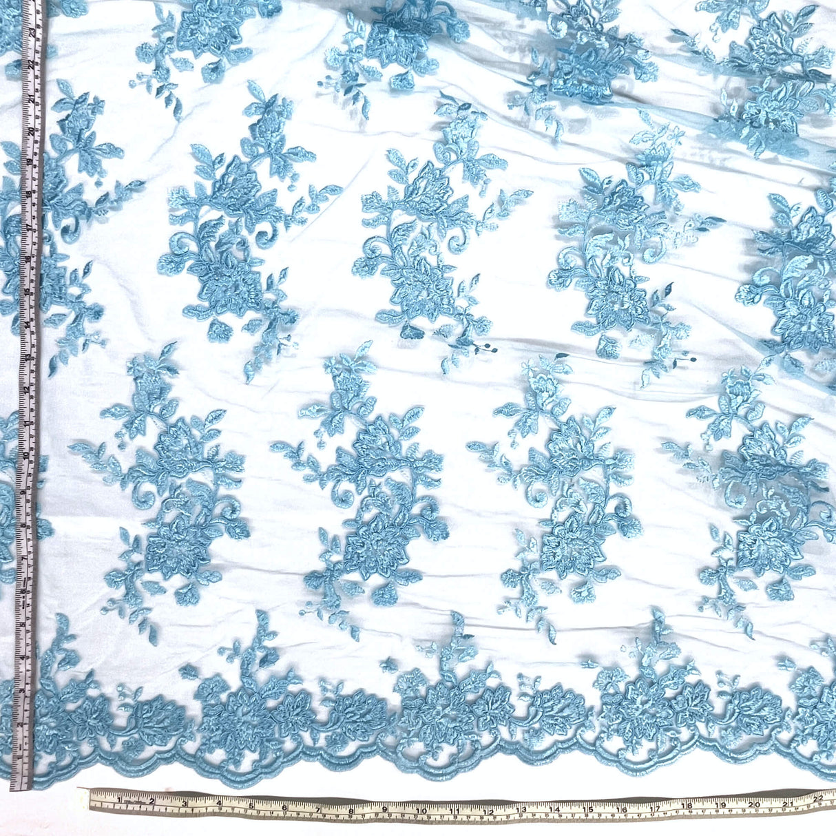Corded Floral Lace Fabric Ivory