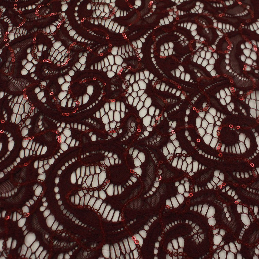 Ashley Stretch Lace Sequin Nylon Spandex Fabric - Embroidered Sequin, 57/58" Width (1 Yard)