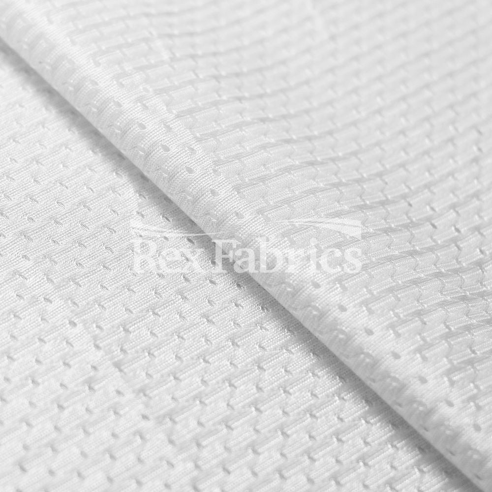 Athletic Mesh PFP Polyester Mesh Fabric - White, Mesh, 58-60" Width (1 Yard)