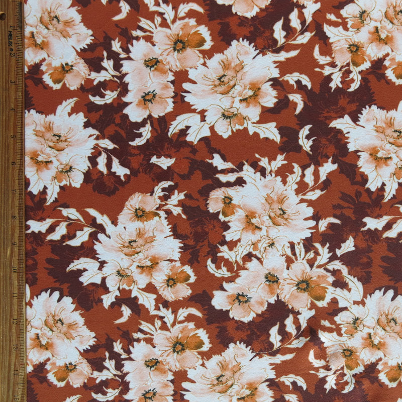 Poly Spandex Brushed Jersey Knit Fabric Autumn Blooms