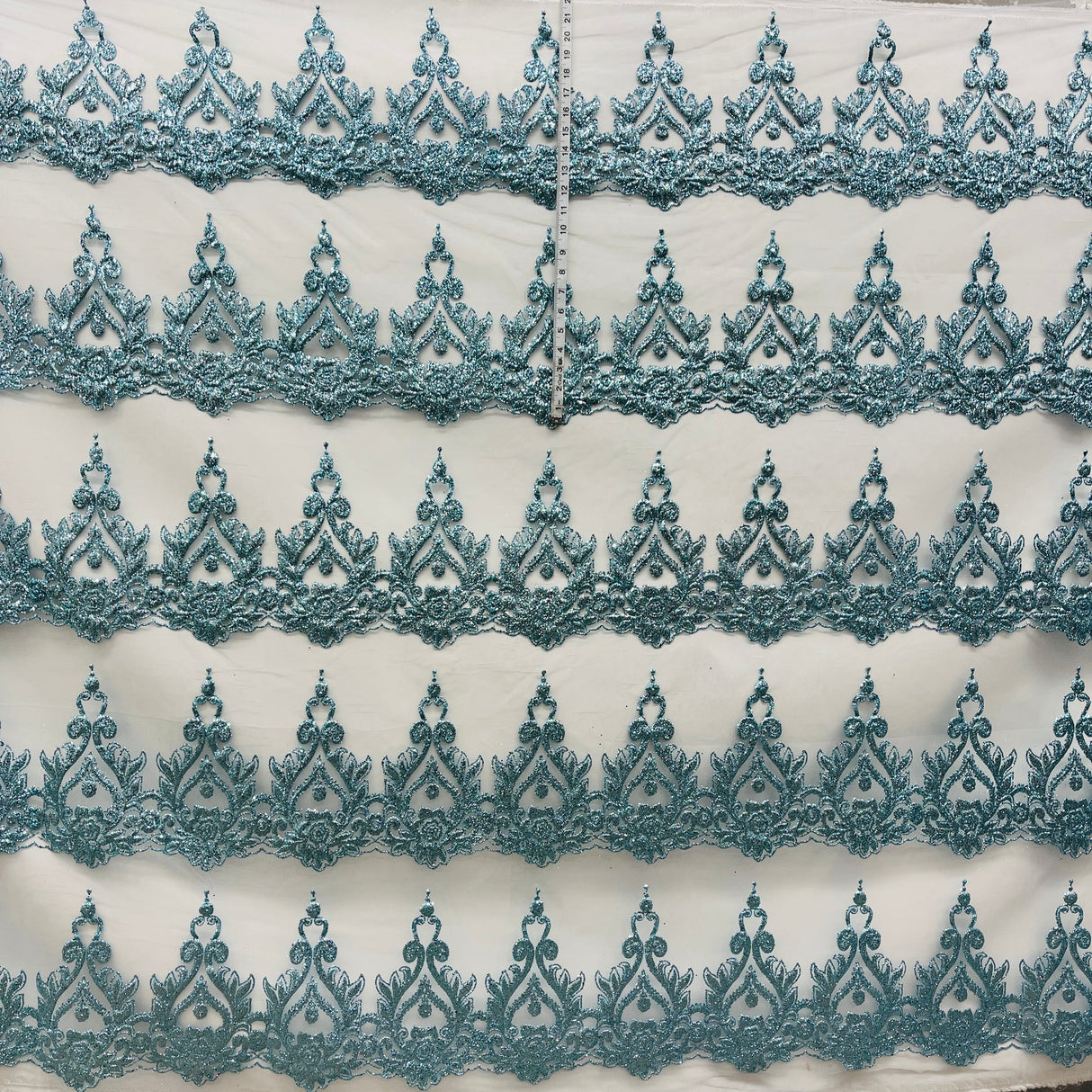 1 Yard Turquoise Glitter Mesh Fabric Lightweight Sparkle 55 Inch Width