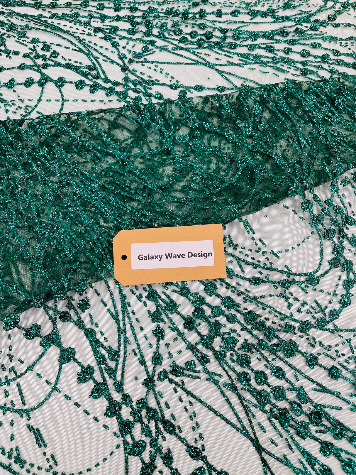 Galaxy Glitter Design Mesh Lace Polyester Fabric - Glitter Galaxy Pattern, 52-54" Width (1 Yard)