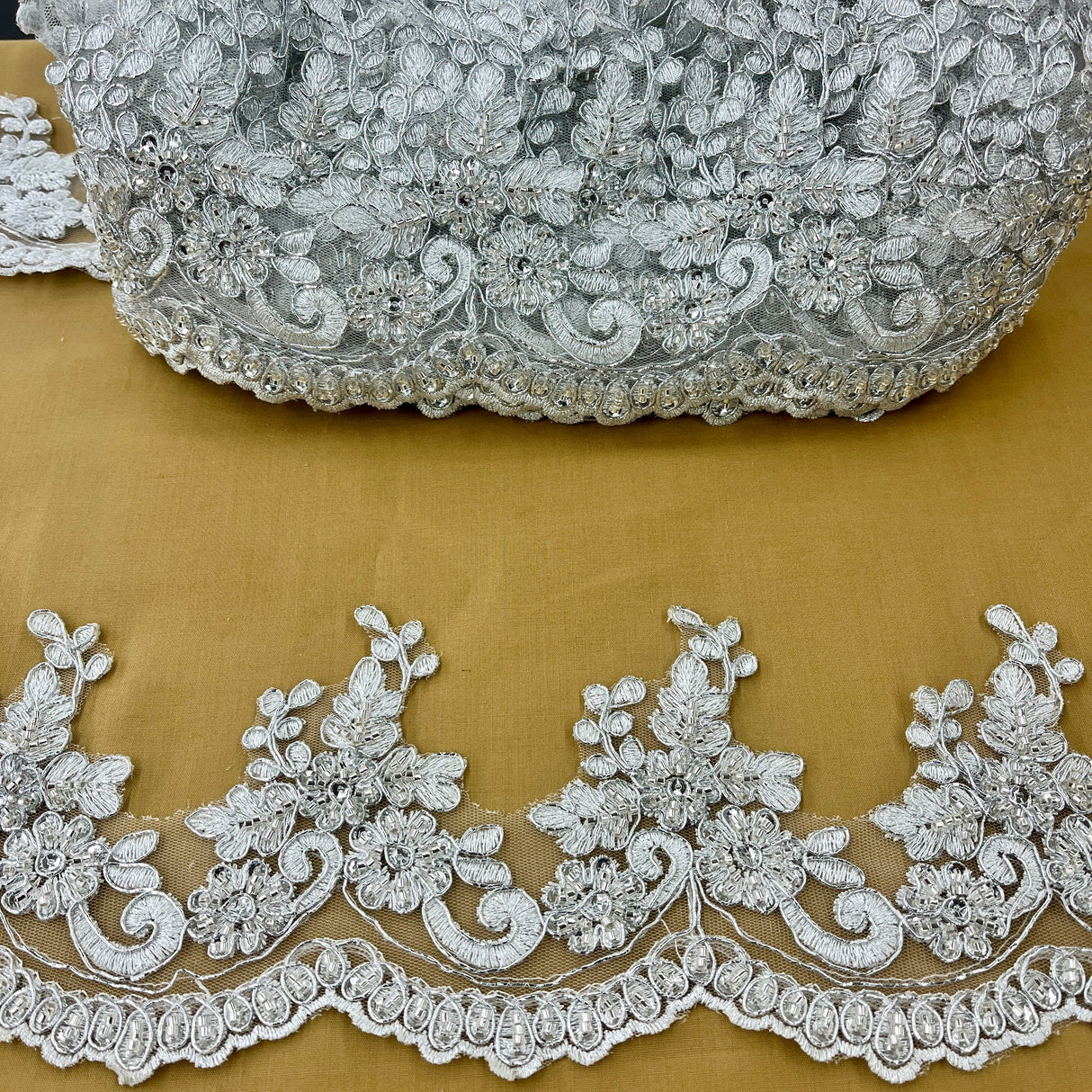 Beaded Corded Lace Trim