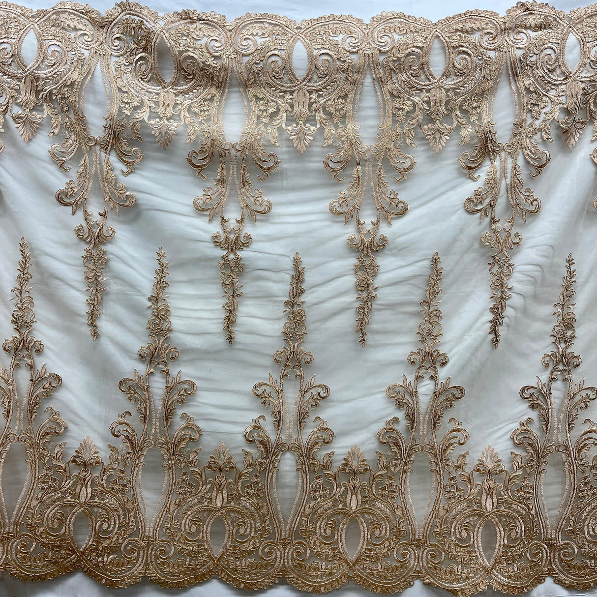 1 Yard Timeless White Corded Bridal Lace Fabric 54 inch Width