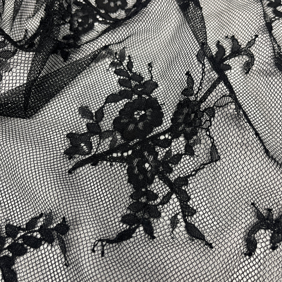 3 Yards Chantilly Embroidered Lace Fabric with Eyelash Scallop