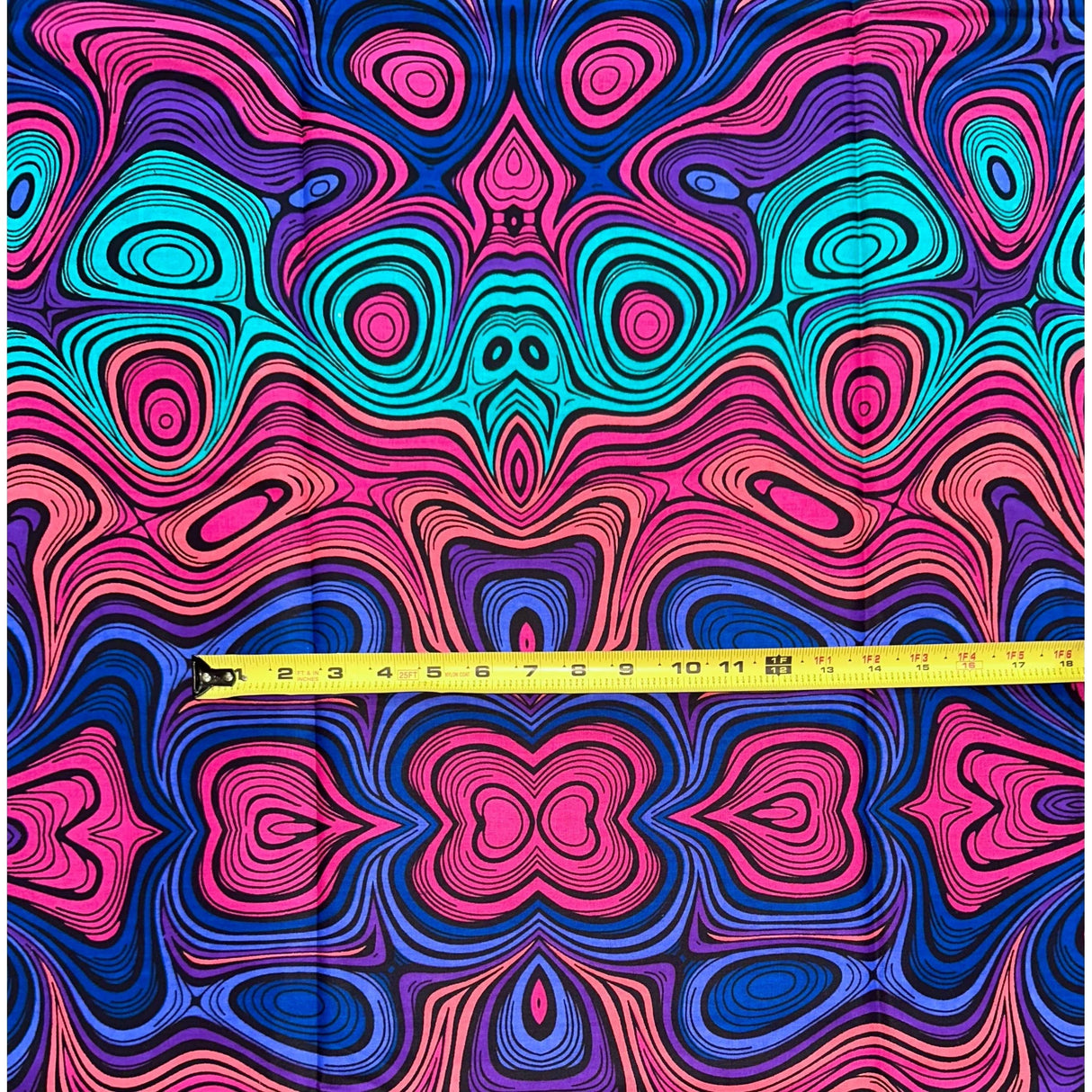 African Print Ankara Cotton Fabric - Pink, Purple, Turquoise, Blue Kilima Reverb Design, 46" Width (1 Yard)