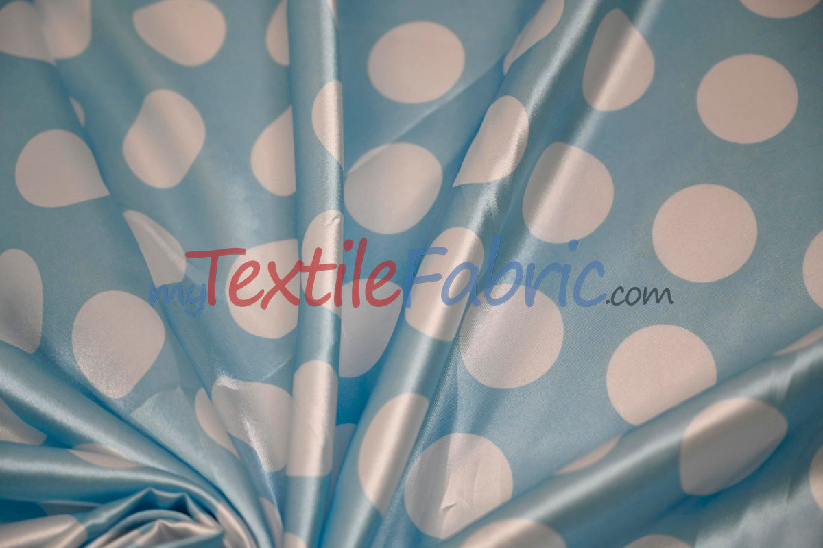 Polka Dot Charmeuse Satin Fabric - 58/60" Width, Multiple Colors, 1.5" Dots (1 Yard)