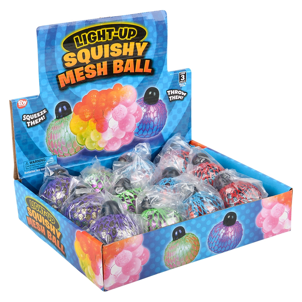 Light-Up Squeeze Mesh Grape Ball (12 PC Display)