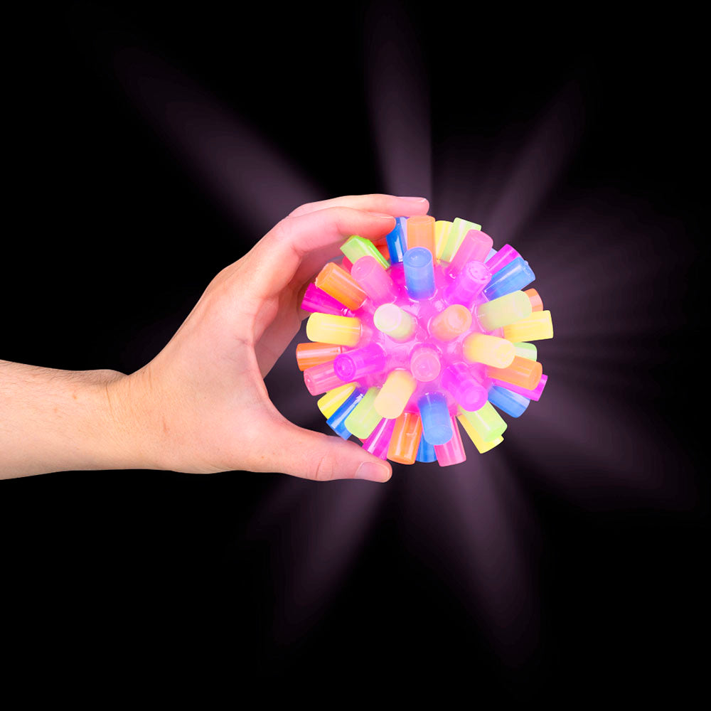 Light-Up Rainbow Spiky Ball (12 Pc Display)