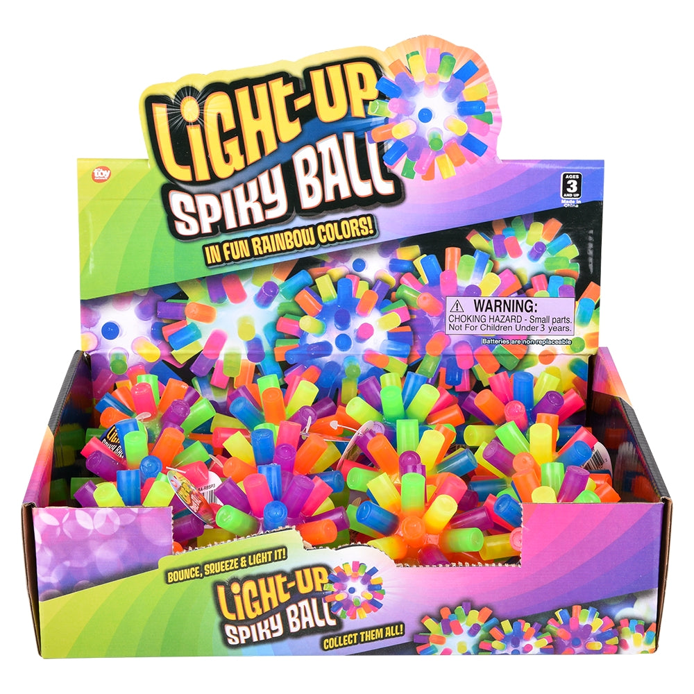 Light-Up Rainbow Spiky Ball (12 Pc Display)