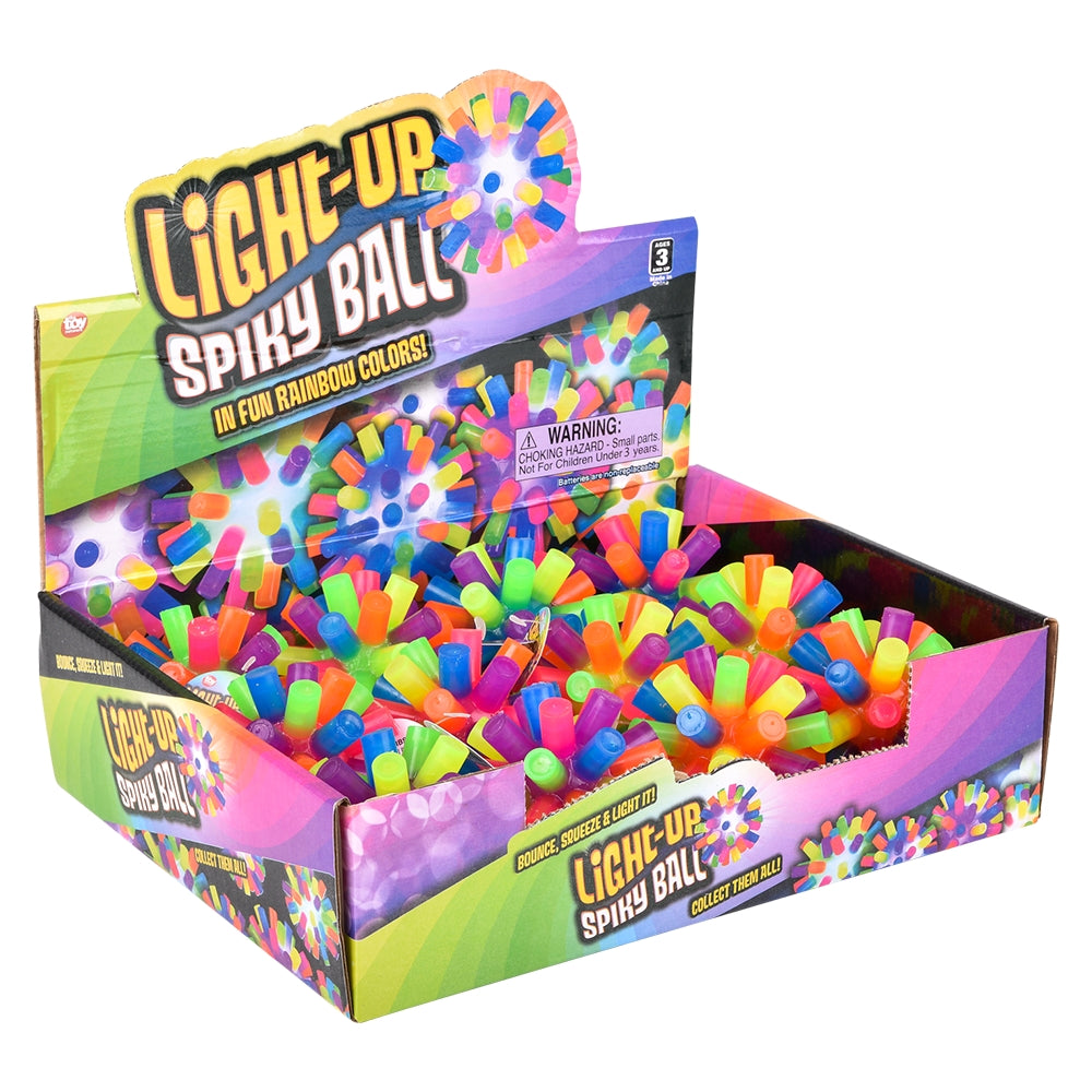 Light-Up Rainbow Spiky Ball (12 Pc Display)
