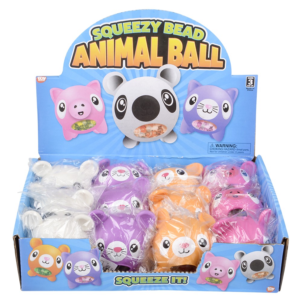 Squeezy Bead Animal Ball 3" (12 Pc Display)