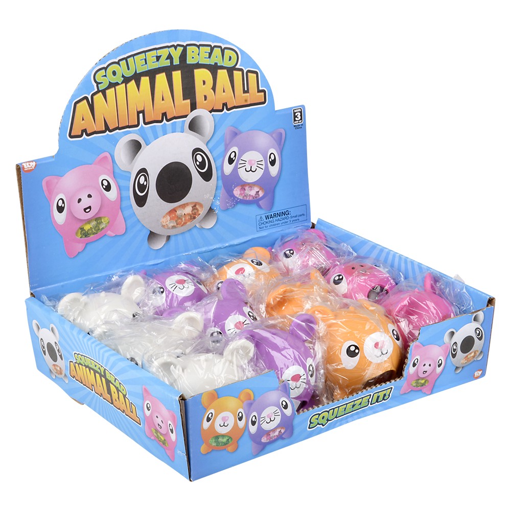 Squeezy Bead Animal Ball 3" (12 Pc Display)