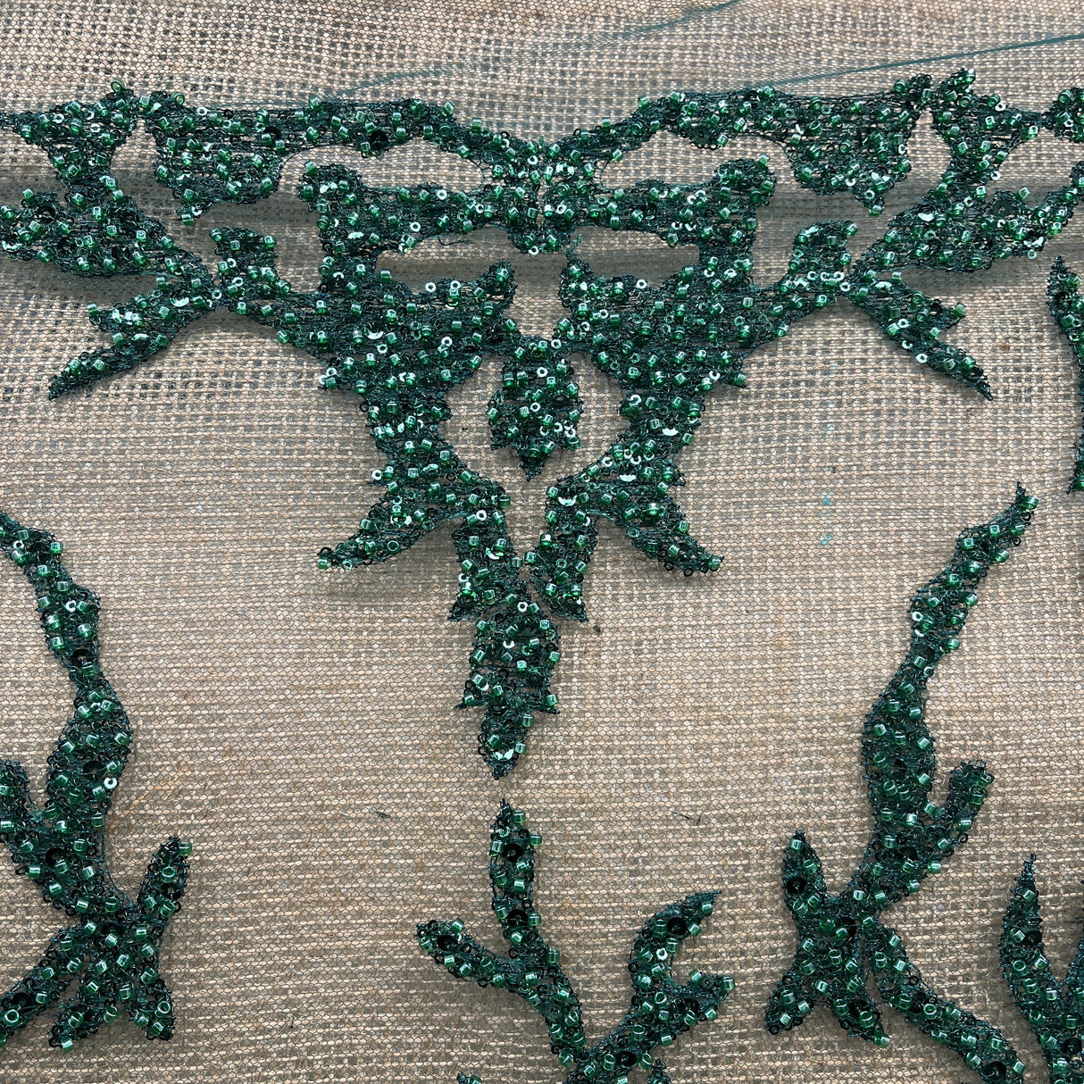 Beaded Lace Fabric on Polyester Net Mesh 52" Wide