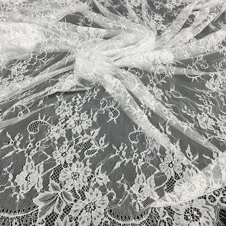 3 Yards Chantilly Embroidered Lace Fabric with Eyelash Scallop