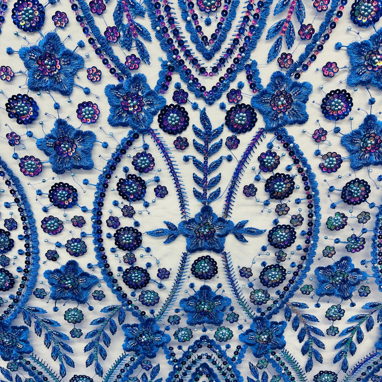 Beaded Floral Lace Mesh