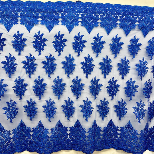 1 Yard Corded Lace Fabric Embroidered 100 Percent Polyester Net Mesh 52 inch Width