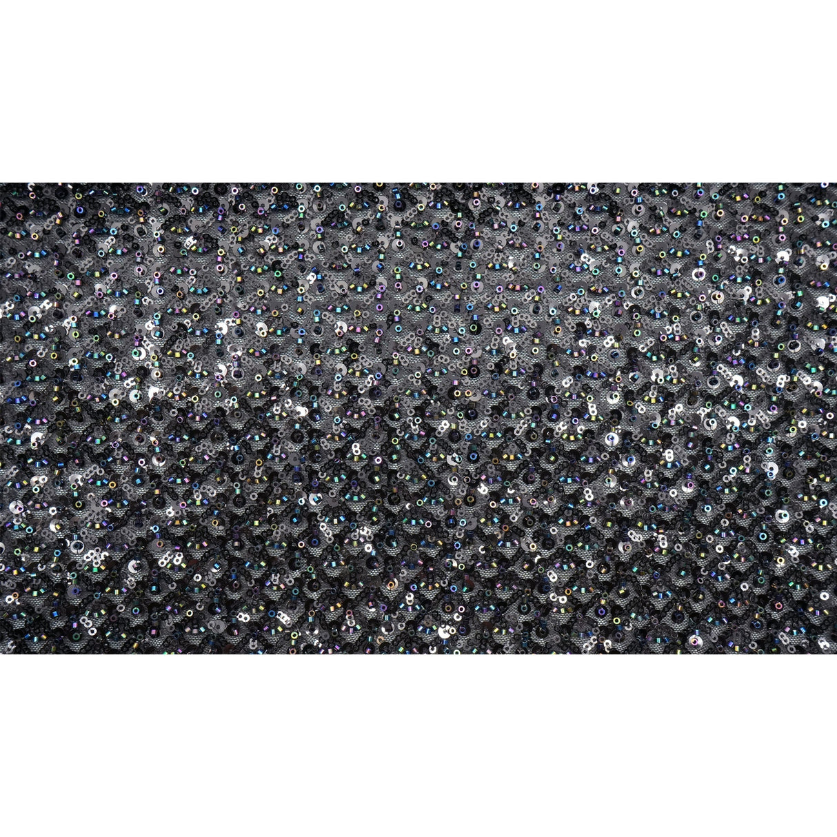 Prestige Beaded With Sequins Stretch Mesh Fabric - Black, White, 49/50" Width (1 Yard)