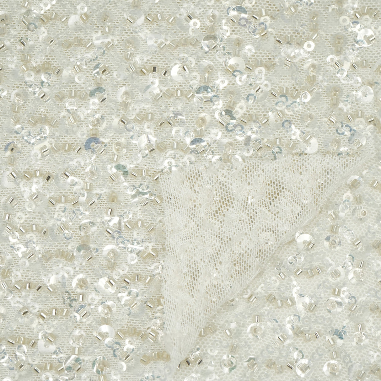 Prestige Beaded With Sequins Stretch Mesh Fabric - Black, White, 49/50" Width (1 Yard)