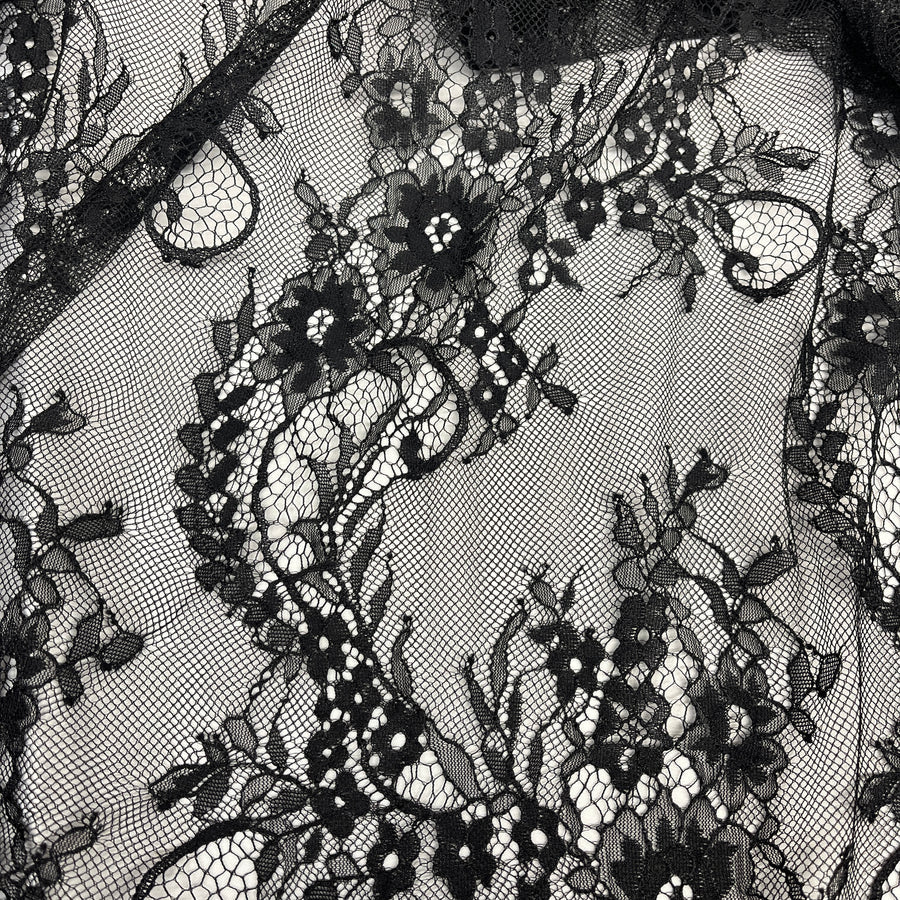 3 Yards Chantilly Embroidered Lace Fabric with Eyelash Scallop