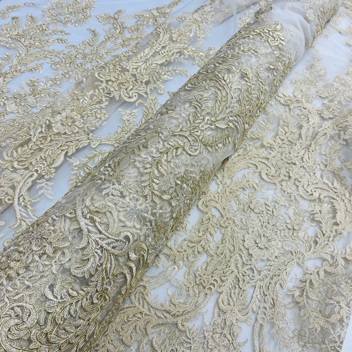 Embroidered Bridal Lace White Mesh