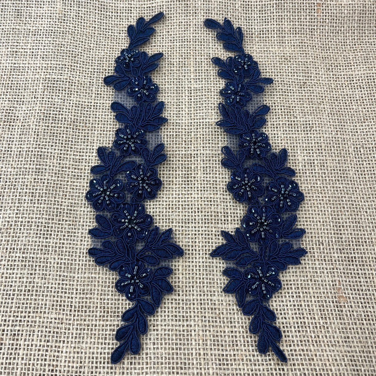 Beaded Corded Floral Lace Applique