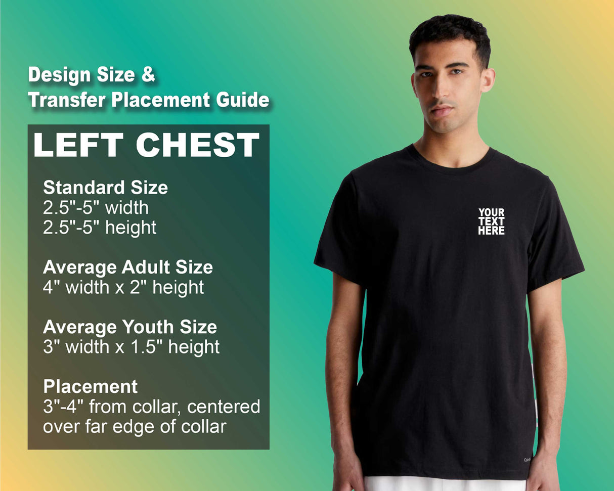 Pack: 12 Fast Custom Tees – Create Your Own Shirt with Image or Text (Left Chest - Black)
