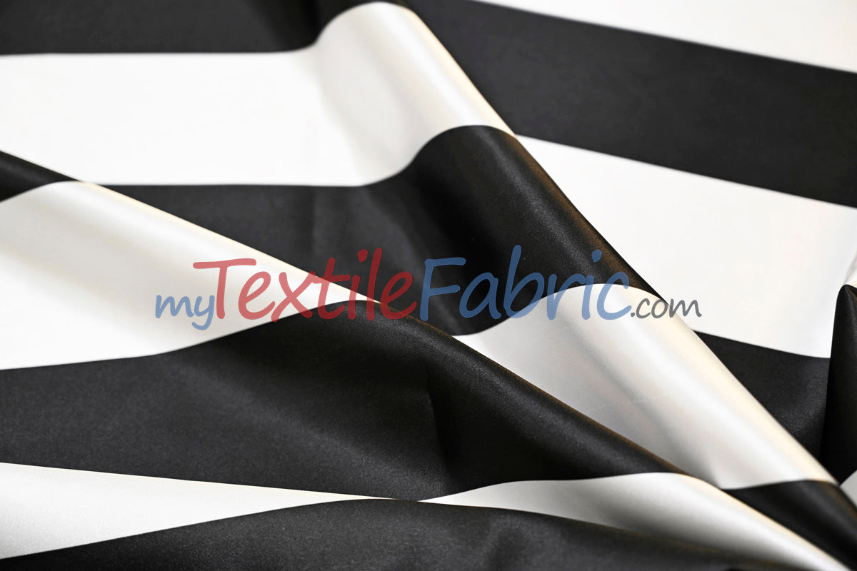 3 Inch Stripe Charmeuse Satin Fabric - Red 3 Inch Stripe, 58/60" Width (1 Yard)