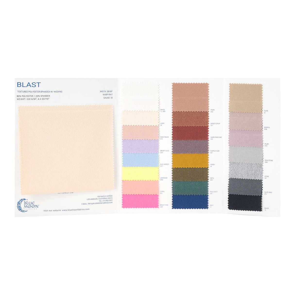Blast Textured Spandex Color Card