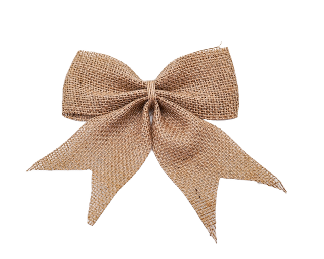 5"x 5 1/2" Large Brown Burlap Jute Fabric Bow Embellishment