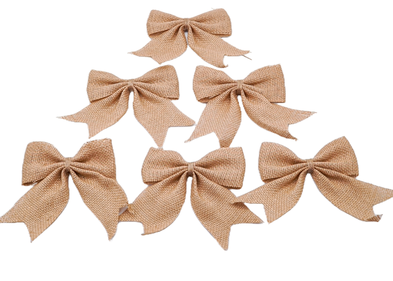 5"x 5 1/2" Large Brown Burlap Jute Fabric Bow Embellishment