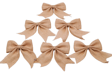 5"x 5 1/2" Large Brown Burlap Jute Fabric Bow Embellishment