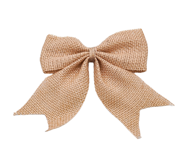 5"x 5 1/2" Large Tan Burlap Jute Fabric Bow Embellishment