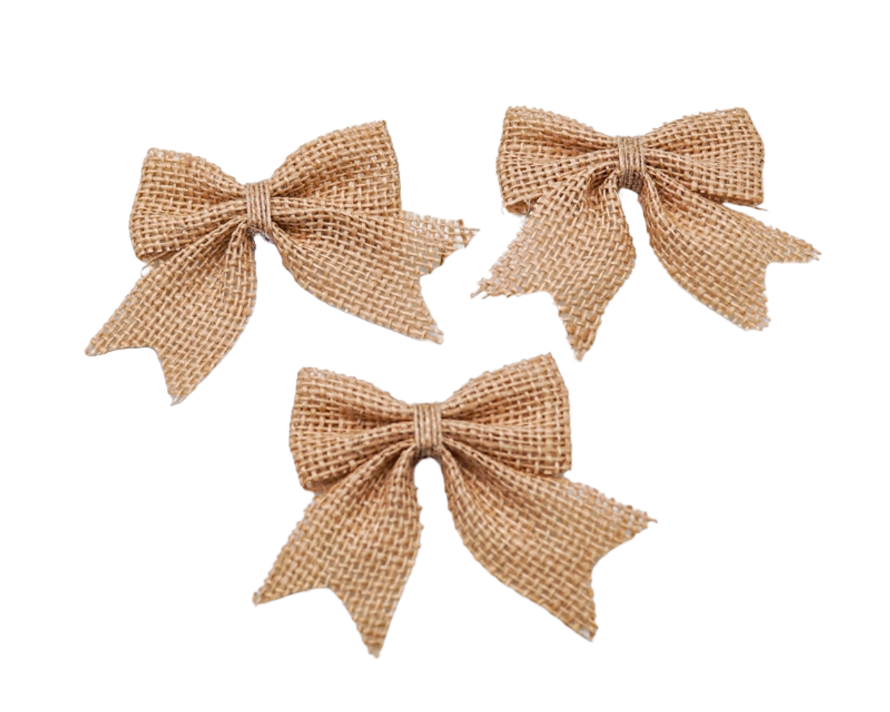 3"x 3" Tan Burlap Jute Fabric Bow Embellishment