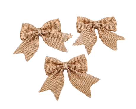 3"x 3" Tan Burlap Jute Fabric Bow Embellishment