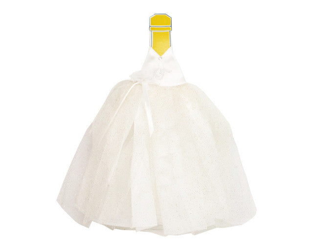 White Glitter Quinceañera Champagne Bottle Dress – Pack of 3