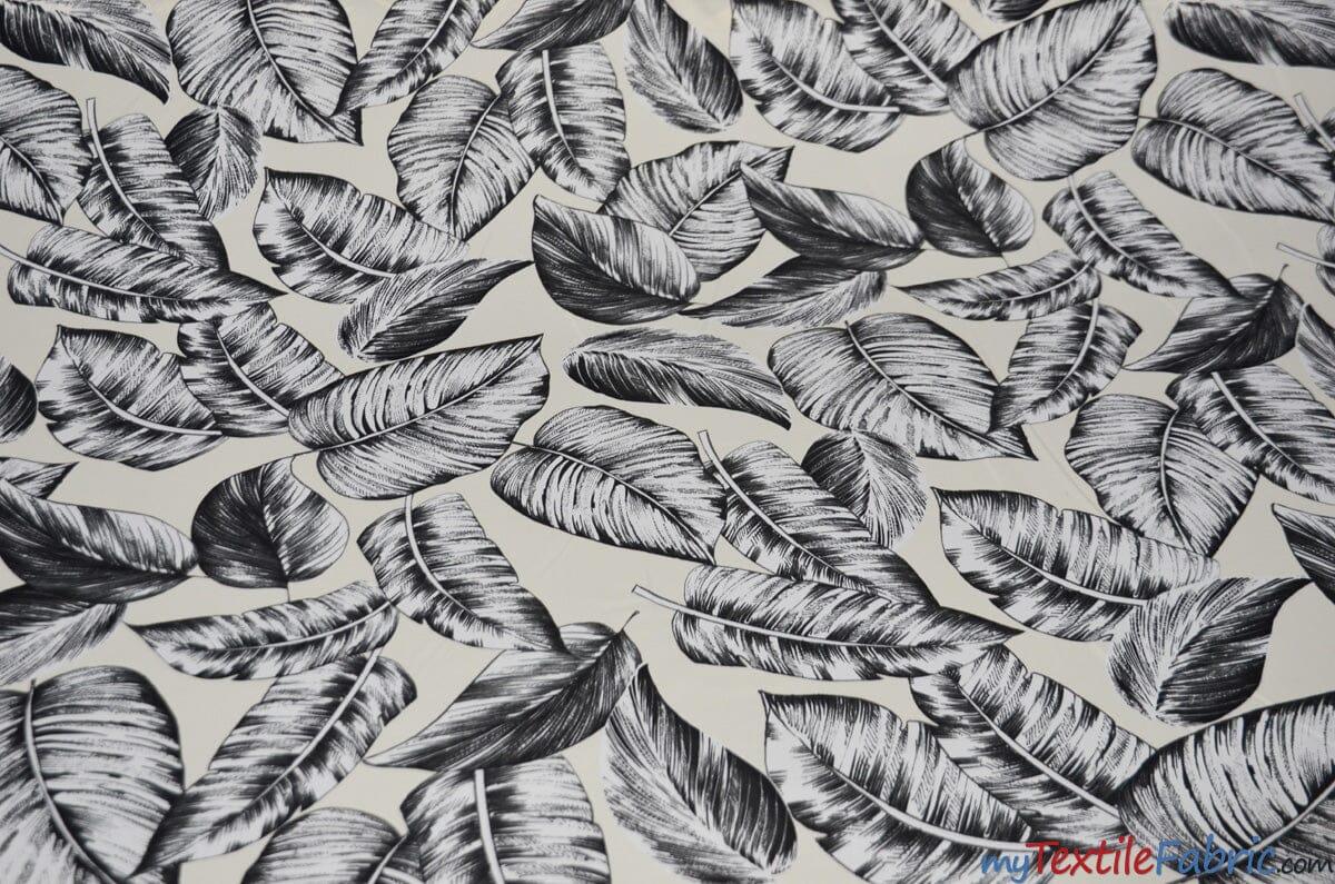Bohemian Paradise Polyester Fabric - Tropical Banana Leaf Print, 58/60" Width, 3 Colors (1 Yard)