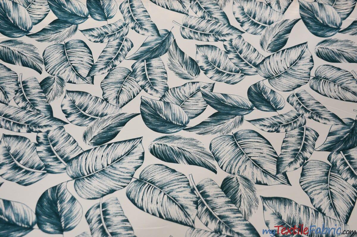 Bohemian Paradise Polyester Fabric - Tropical Banana Leaf Print, 58/60" Width, 3 Colors (1 Yard)