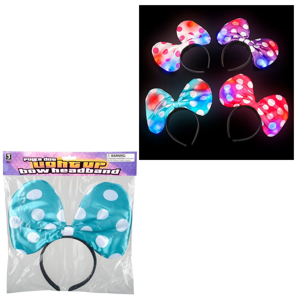 Light-Up Polka Dot Bow Headband (1 DZ)