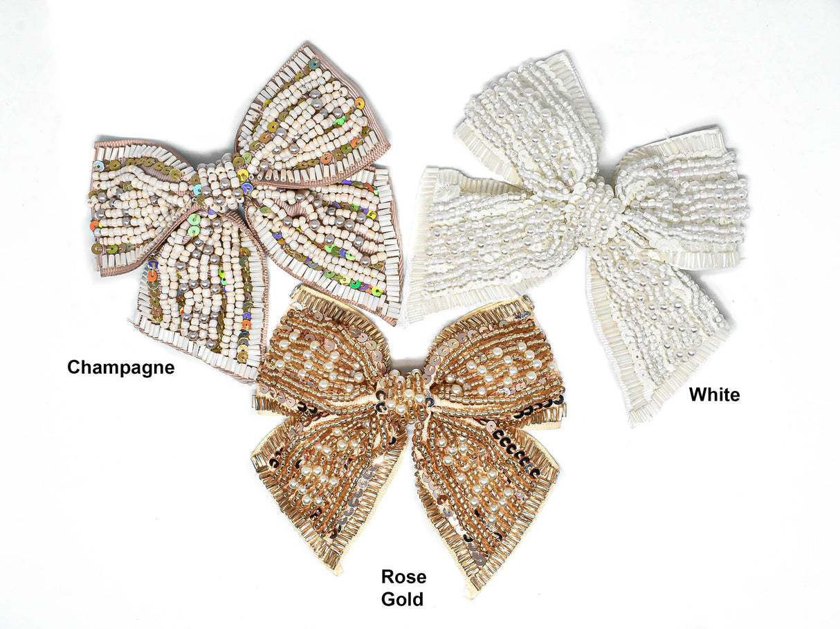 Sequin Beaded Bow 4 x 4