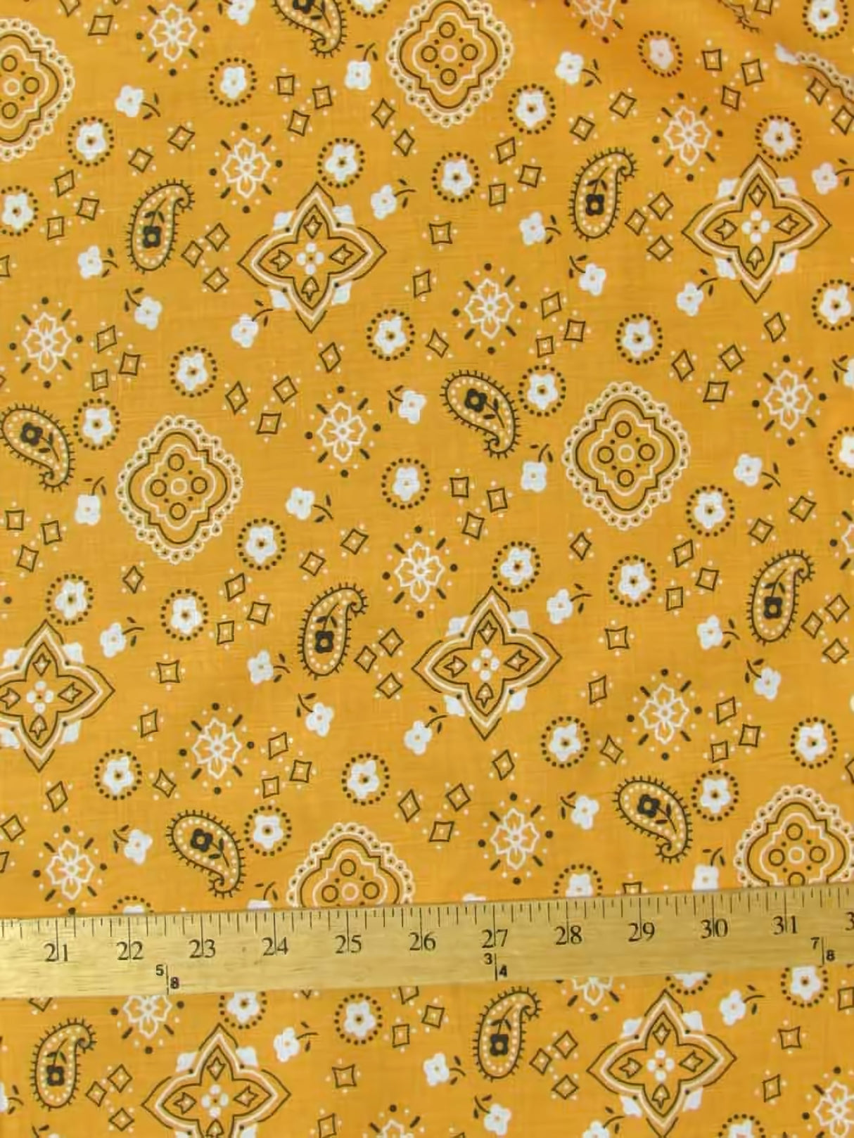 Poly Cotton Printed Paisley Bandana Fabric Orange