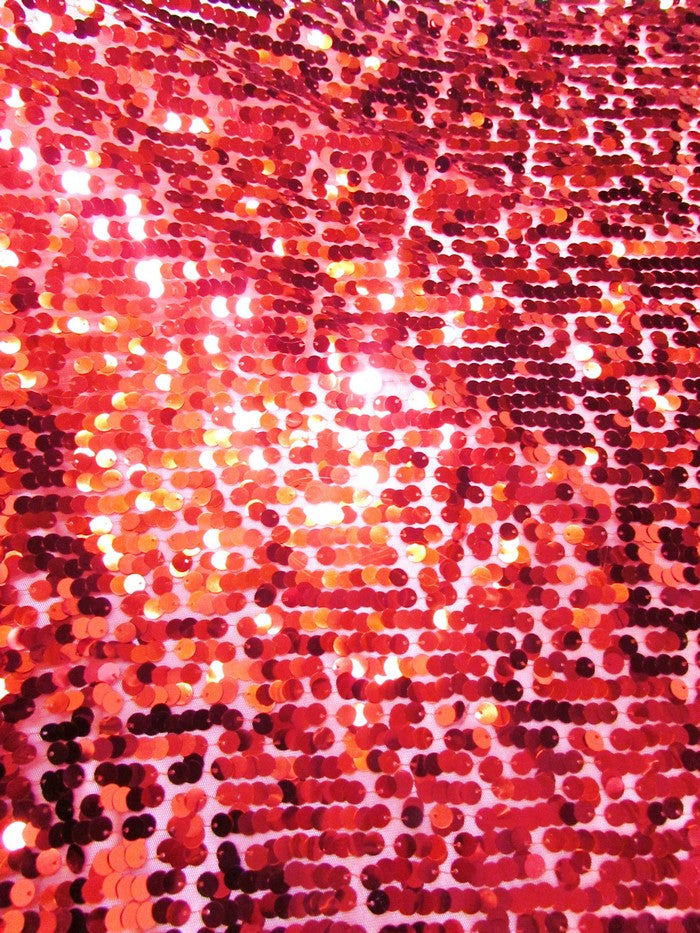 Big Rain Drop 3/8" Sequin Mesh Fabric Red