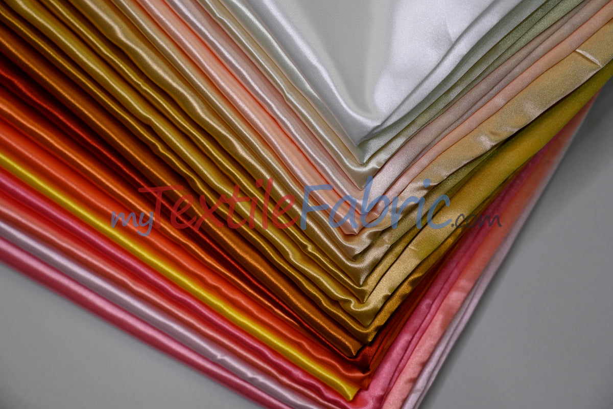 Bridal Satin Polyester Fabric - Shiny Solid, 58/60" Width, Multiple Colors (Yards, Bolts, Sample Swatches)