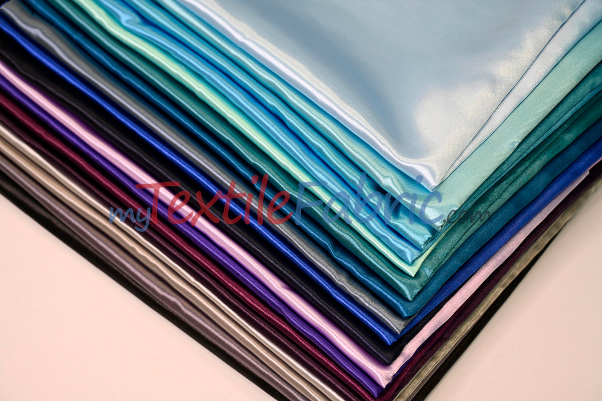 Bridal Satin Polyester Fabric - Shiny Solid, 58/60" Width, Multiple Colors (Yards, Bolts, Sample Swatches)